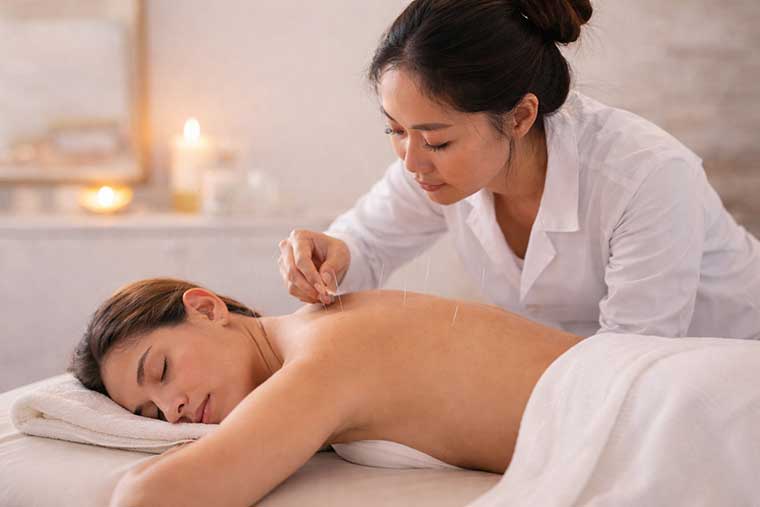woman receiving acupuncture